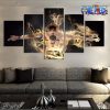 5 pieces one piece portgas d ace fire canvas wall art 498 - One Piece AU Store