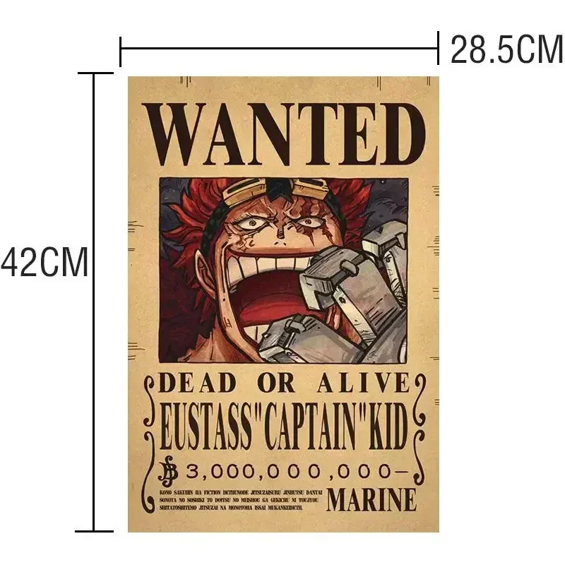 Anime One Piece Luffy 3 Billion Bounty Wanted Posters Four Emperors Kid Action Figures Vintage Wall 5 - One Piece AU Store