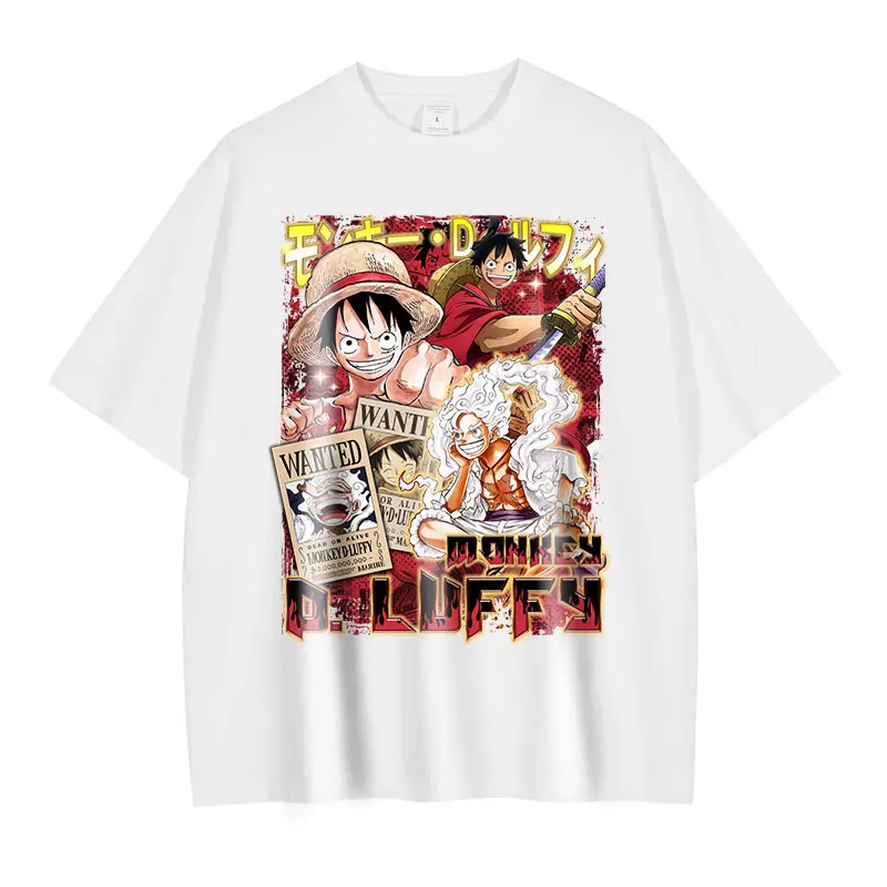 Anime One Piece T Shirts Oversized Vintage Washed Monkey D Luffy T shirt Retro Streetwear Manga 4 - One Piece AU Store