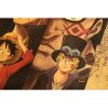 Anime One Piece Three Brothers White Beard Red Hair Dragon Kraft paper vintage poster bar cafe 3 - One Piece AU Store