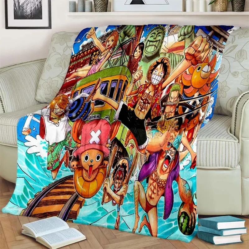 Fashionable Anime One P Piece flannel plush blanket living room bedroom sofa bed portable blanket picnic 11 - One Piece AU Store