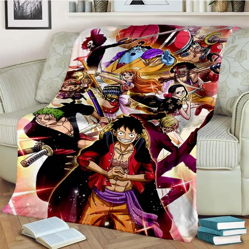 Fashionable Anime One P Piece flannel plush blanket living room bedroom sofa bed portable blanket picnic 12 - One Piece AU Store