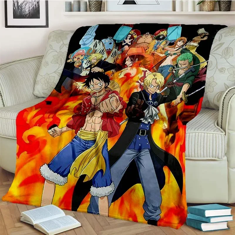 Fashionable Anime One P Piece flannel plush blanket living room bedroom sofa bed portable blanket picnic 15 - One Piece AU Store