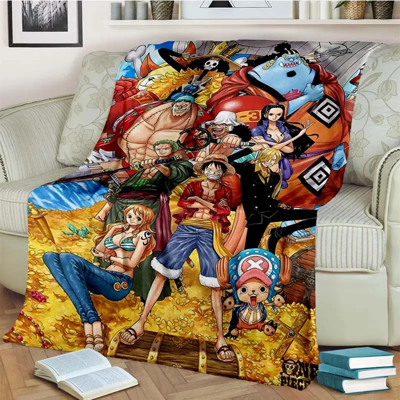 Fashionable Anime One P Piece flannel plush blanket living room bedroom sofa bed portable blanket picnic 18 - One Piece AU Store