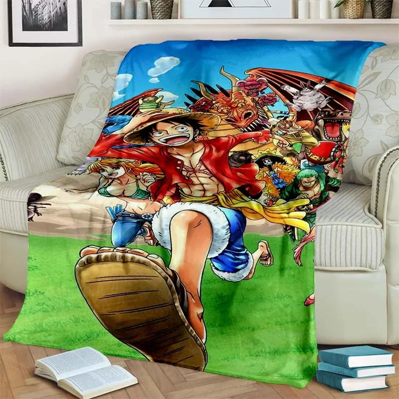 Fashionable Anime One P Piece flannel plush blanket living room bedroom sofa bed portable blanket picnic 3 - One Piece AU Store