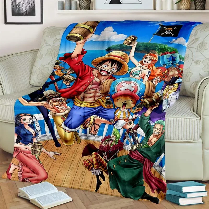 Fashionable Anime One P Piece flannel plush blanket living room bedroom sofa bed portable blanket picnic 5 - One Piece AU Store