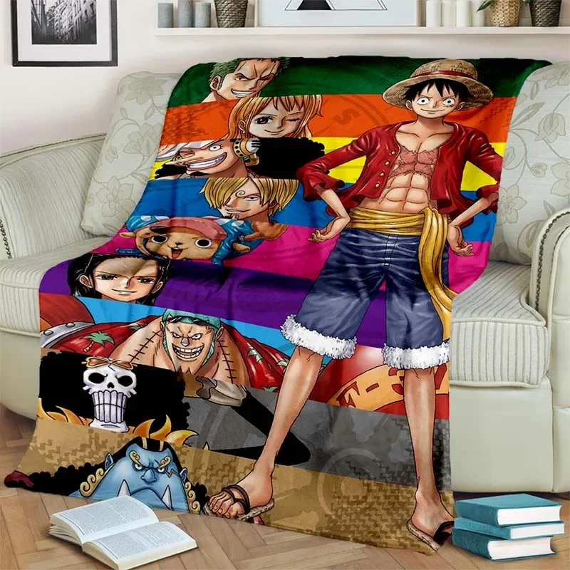 Fashionable Anime One P Piece flannel plush blanket living room bedroom sofa bed portable blanket picnic 6 - One Piece AU Store