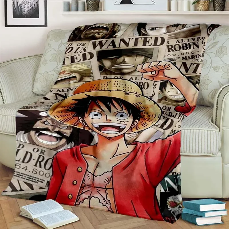 Fashionable Anime One P Piece flannel plush blanket living room bedroom sofa bed portable blanket picnic 7 - One Piece AU Store