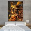 One Piece Blazing Fire Fist Ace Pirate Yellow 1pc Wall Art 1 - One Piece AU Store