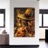 One Piece Blazing Fire Fist Ace Pirate Yellow 1pc Wall Art 2 - One Piece AU Store