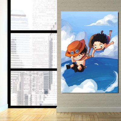 One Piece Chibi Luffy And Ace Jumps In The Ocean 1pc Canvas 3 - One Piece AU Store