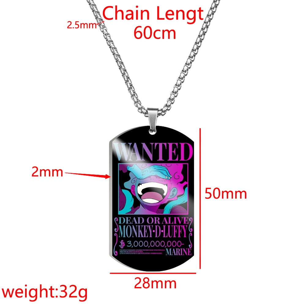 One Piece Luffy Necklace Stainless Steel Colorful Anime New Season Sun God Shape Tag Keychain Pendant 1 - One Piece AU Store