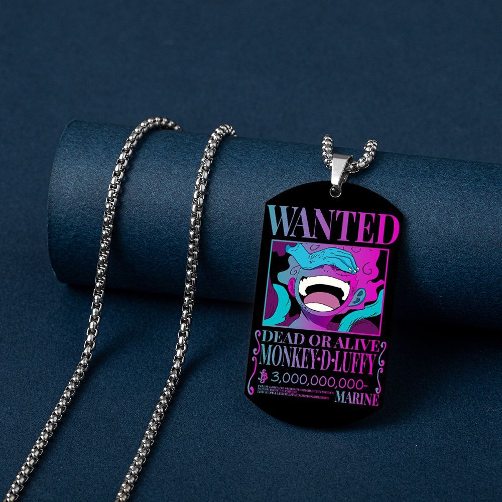 One Piece Luffy Necklace Stainless Steel Colorful Anime New Season Sun God Shape Tag Keychain Pendant 2 - One Piece AU Store