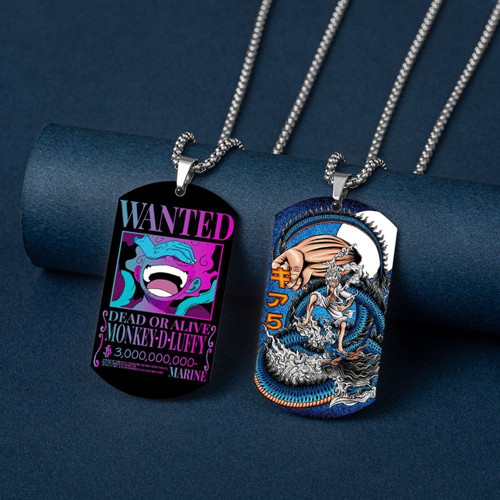 One Piece Luffy Necklace Stainless Steel Colorful Anime New Season Sun God Shape Tag Keychain Pendant - One Piece AU Store